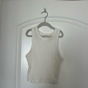 UNIQLO ribbed and cropped white tank top, size XS